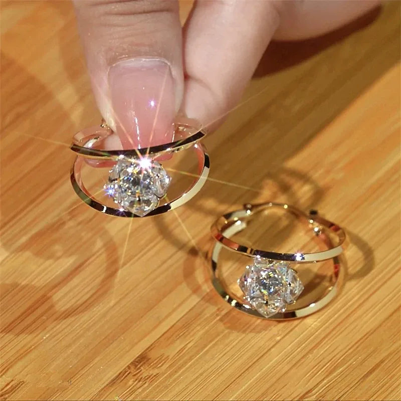 1 Carat Zirconia Double-Hoop Ball Earrings