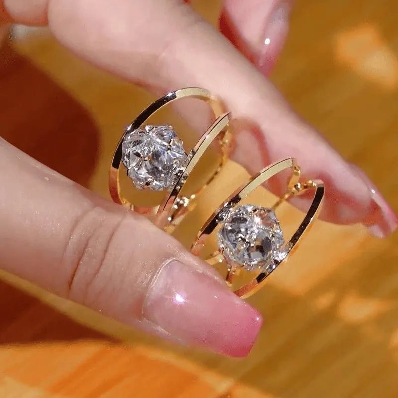 1 Carat Zirconia Double-Hoop Ball Earrings