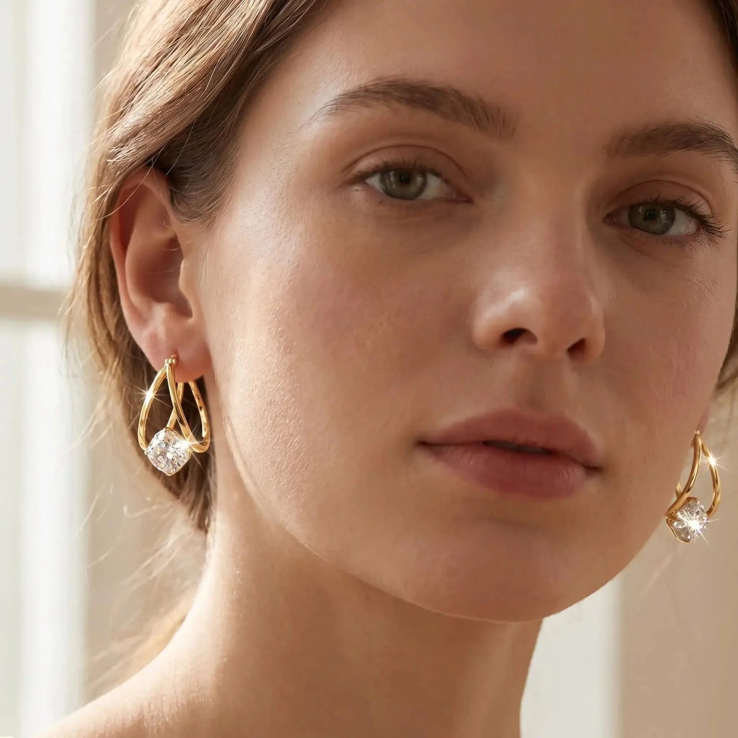 1 Carat Zirconia Double-Hoop Ball Earrings – product image 2