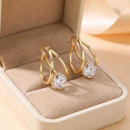 1 Carat Zirconia Double-Hoop Ball Earrings – product image 3