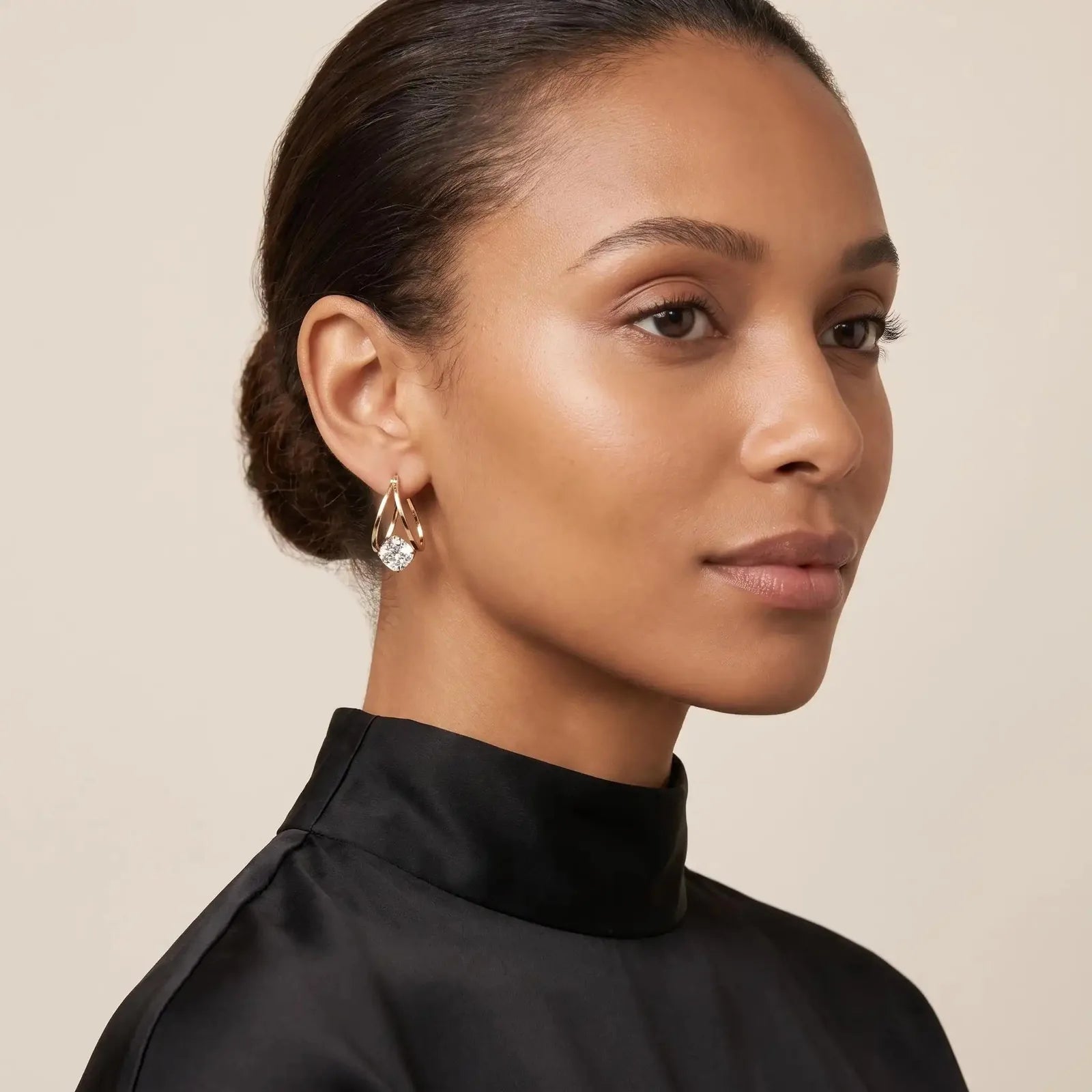 1 Carat Zirconia Double-Hoop Ball Earrings – product image 4