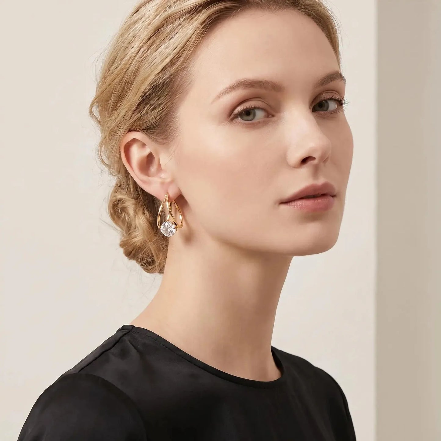 1 Carat Zirconia Double-Hoop Ball Earrings – product image 5