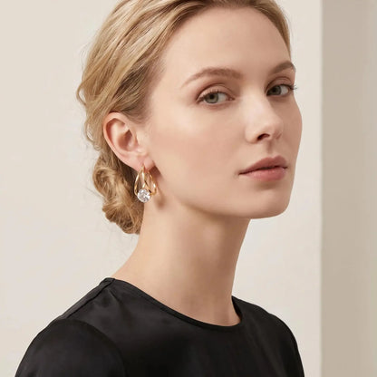 1 Carat Zirconia Double-Hoop Ball Earrings – product image 5