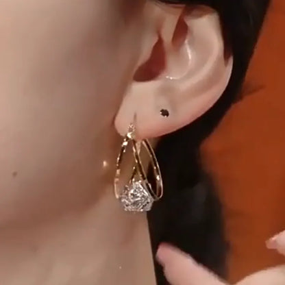 1 Carat Zirconia Double-Hoop Ball Earrings