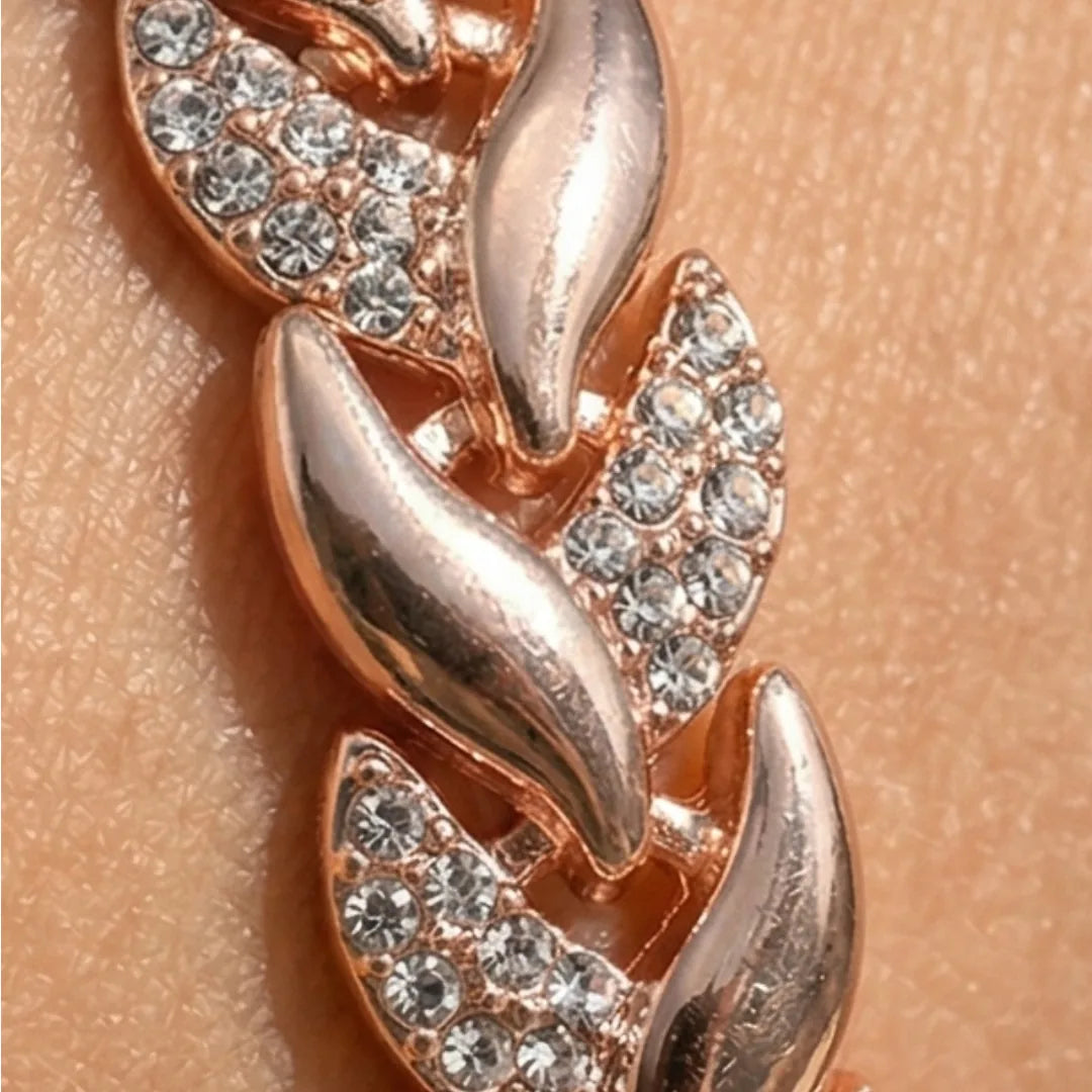 Sparkling Leaf-Link Necklace and Bracelet Set – product image 5