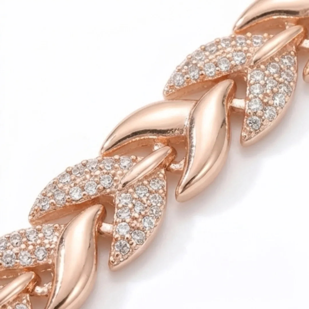 Sparkling Leaf-Link Necklace and Bracelet Set – product image 7