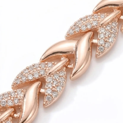Sparkling Leaf-Link Necklace and Bracelet Set – product image 7