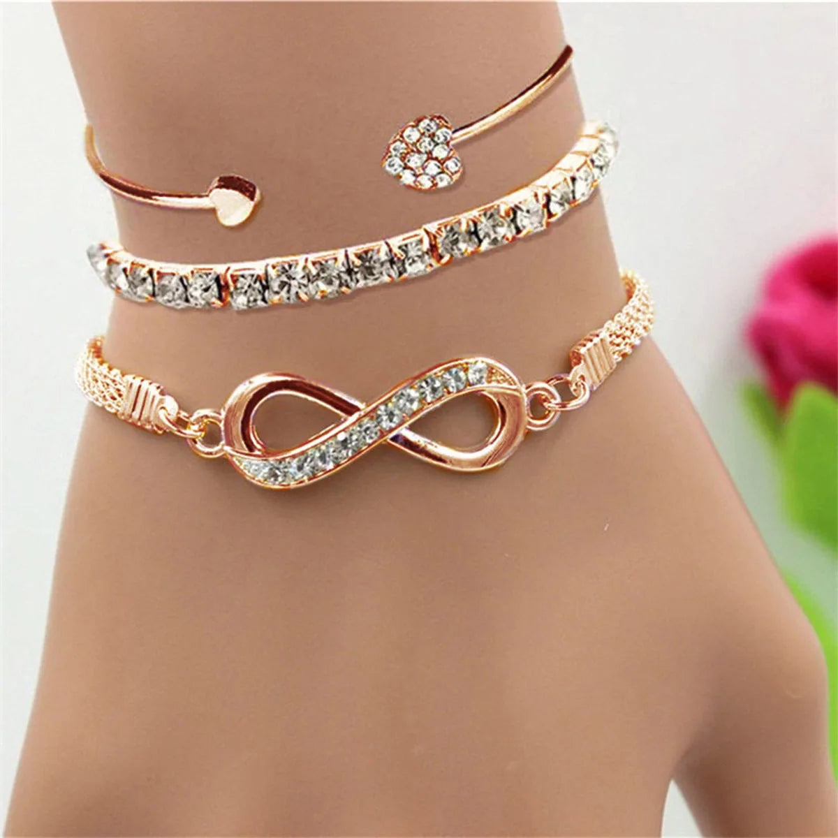 Layered Gold-Tone Bracelet Set – 3 Pieces