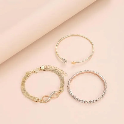 Layered Gold-Tone Bracelet Set – 3 Pieces