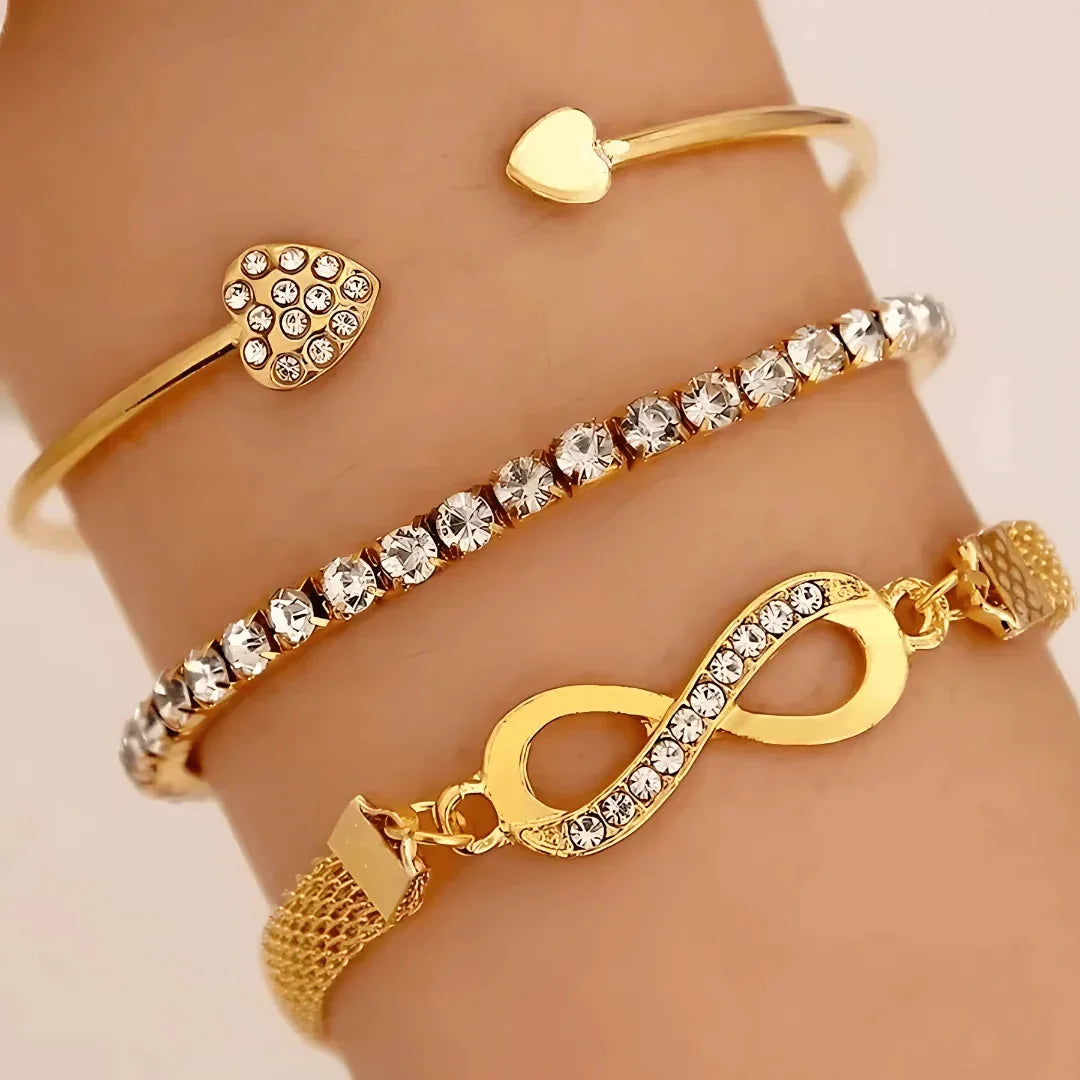 Layered Gold-Tone Bracelet Set – 3 Pieces – product image 2