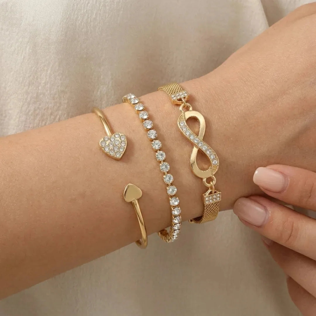Layered Gold-Tone Bracelet Set – 3 Pieces – product image 3