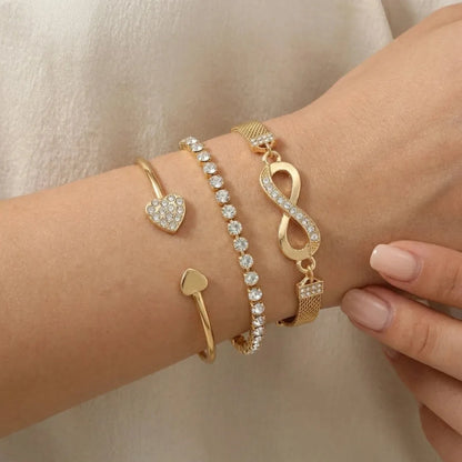 Layered Gold-Tone Bracelet Set – 3 Pieces – product image 3