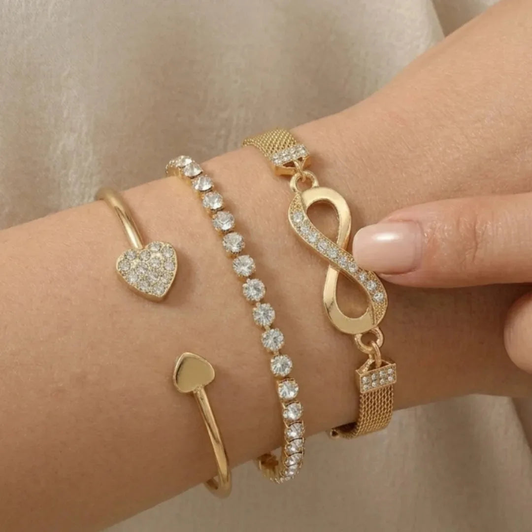 Layered Gold-Tone Bracelet Set – 3 Pieces – product image 4