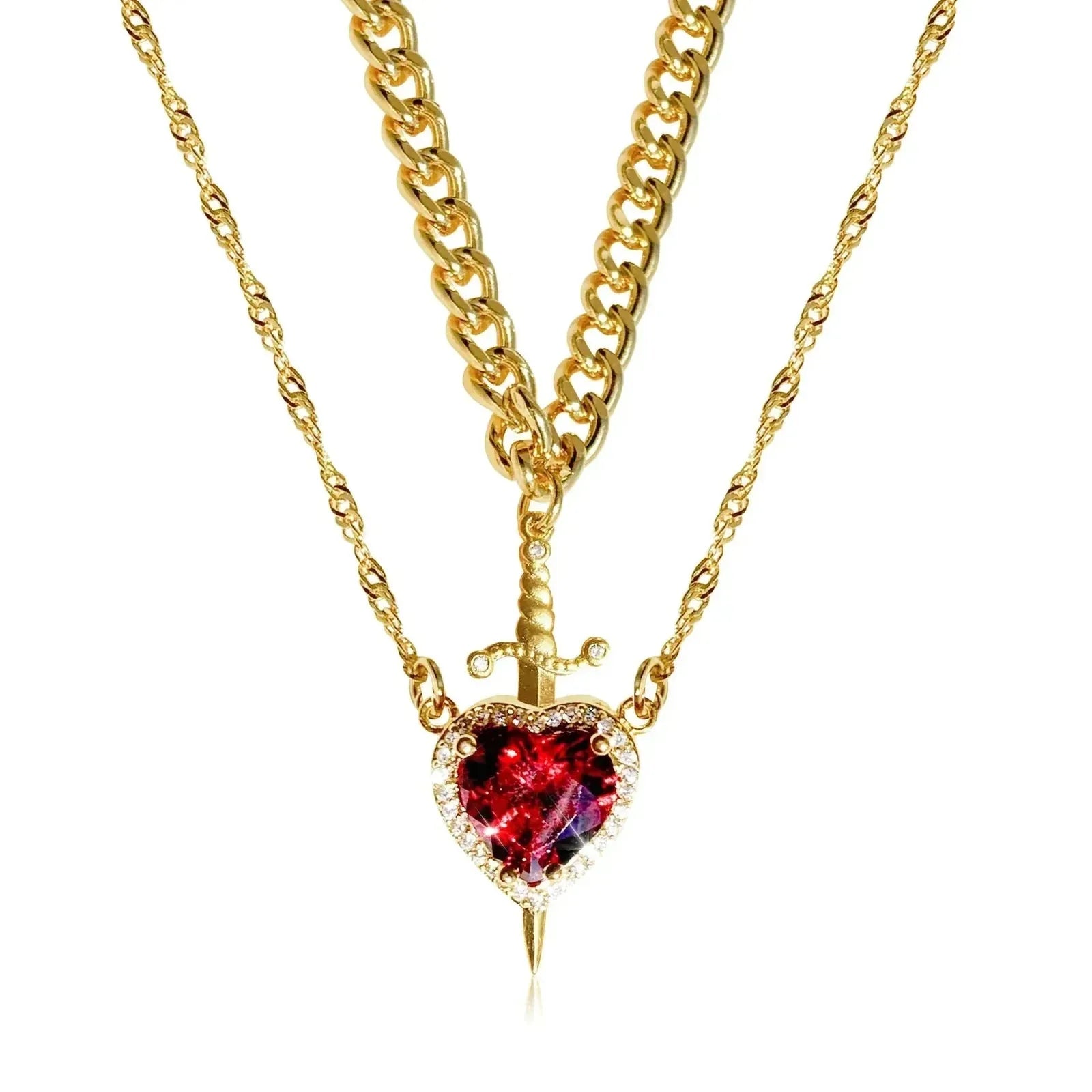Heart and Sword Couple Necklace Set – product image 4