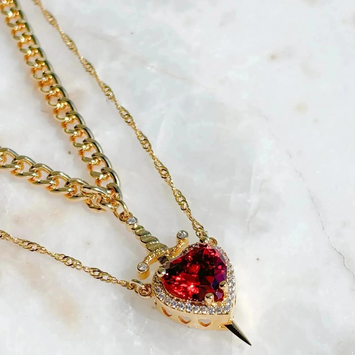 Heart and Sword Couple Necklace Set – product image 5