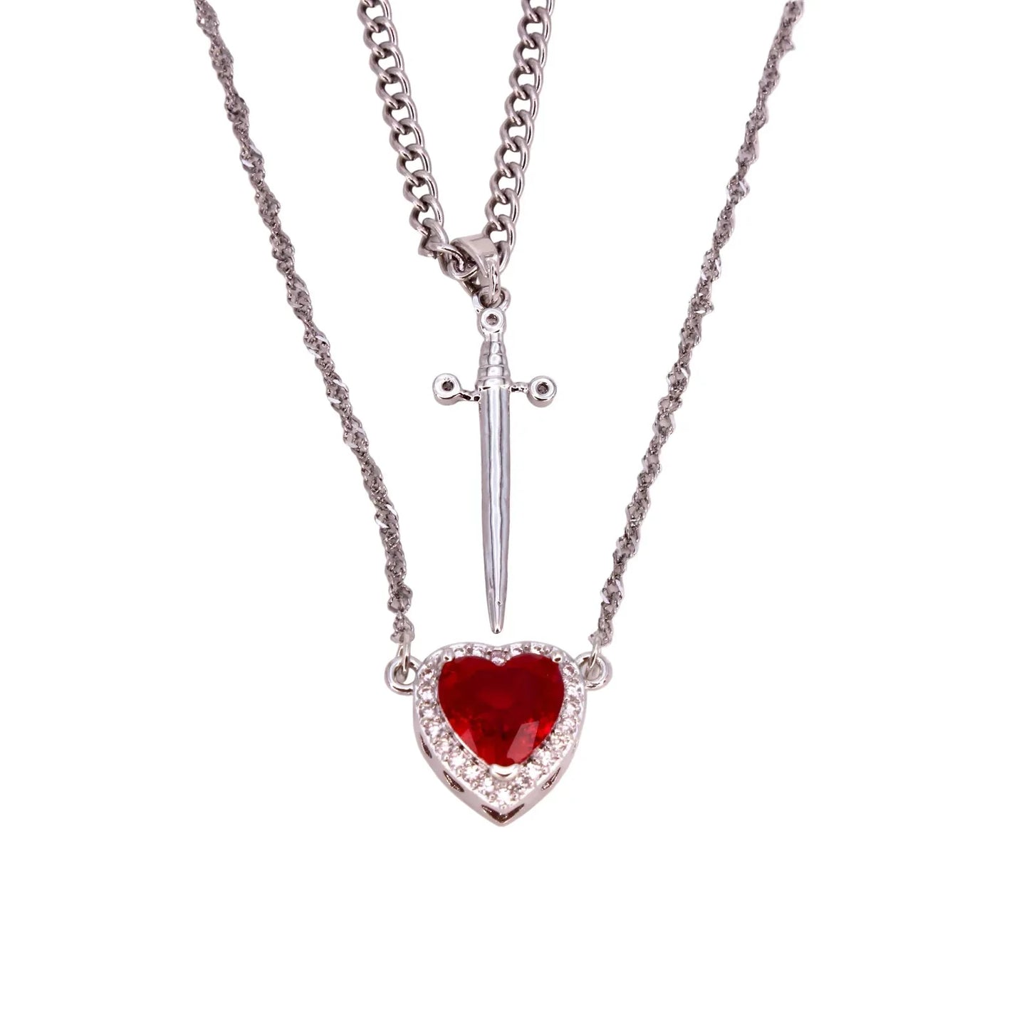 Heart and Sword Couple Necklace Set – product image 8