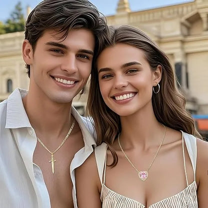 Heart and Sword Couple Necklace Set