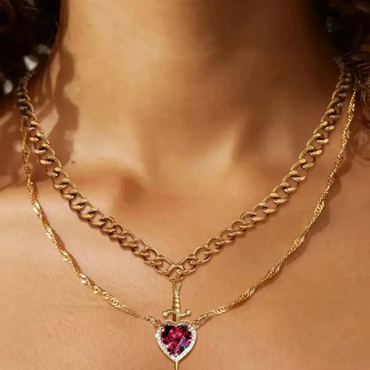 Heart and Sword Couple Necklace Set – product image 7