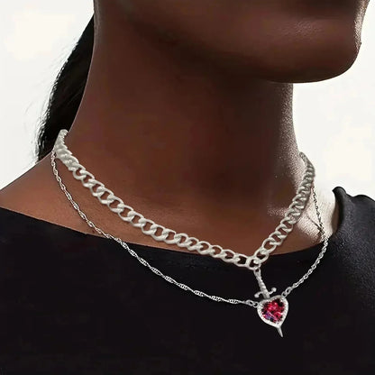 Heart and Sword Couple Necklace Set – product image 2