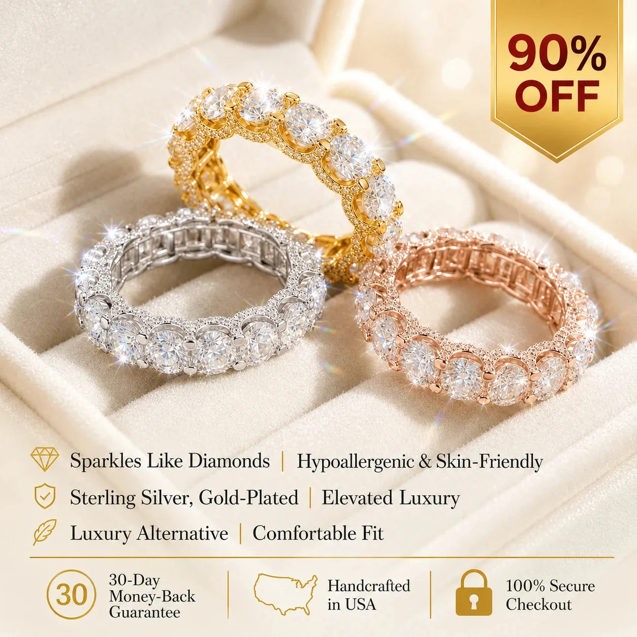 Crystal Pavé Eternity Band Ring – product image 2