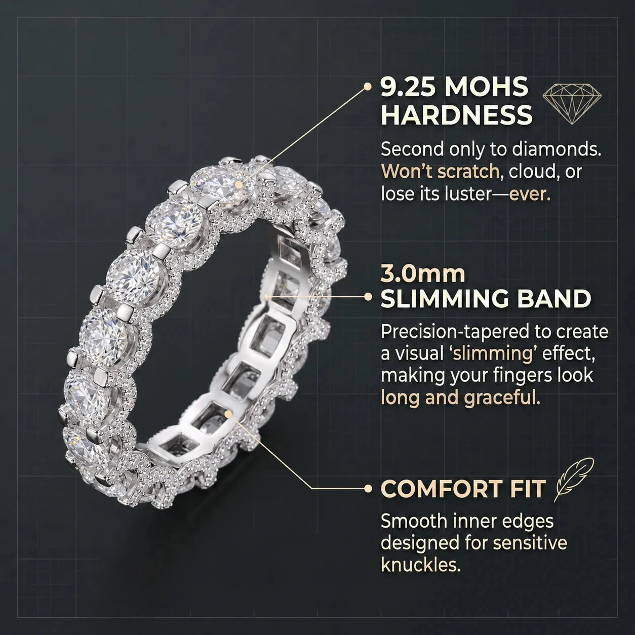 Crystal Pavé Eternity Band Ring – product image 3