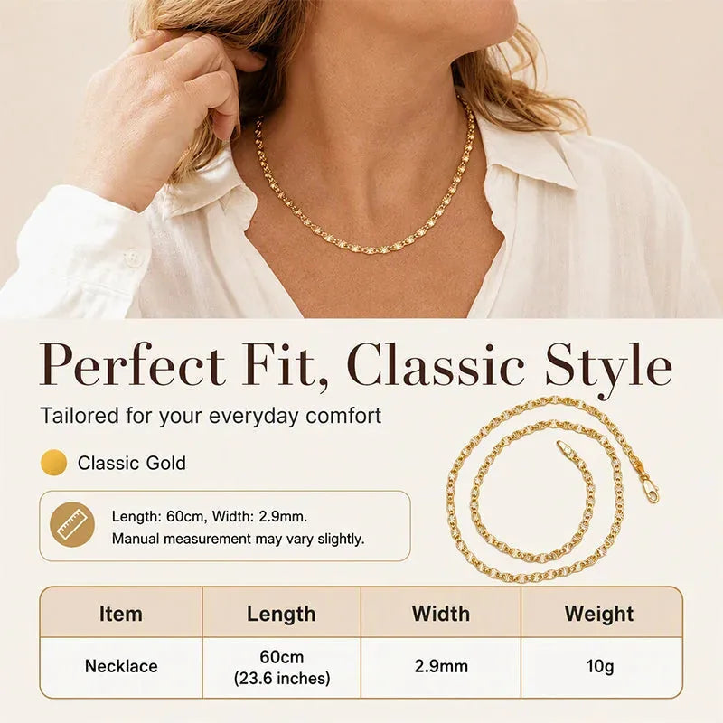 Gold-Tone Flat Chain Necklace – 60 cm – product image 5
