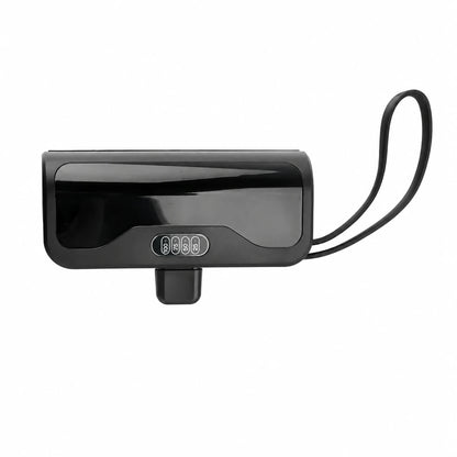 Black Type-C mini power bank with straight centered connector