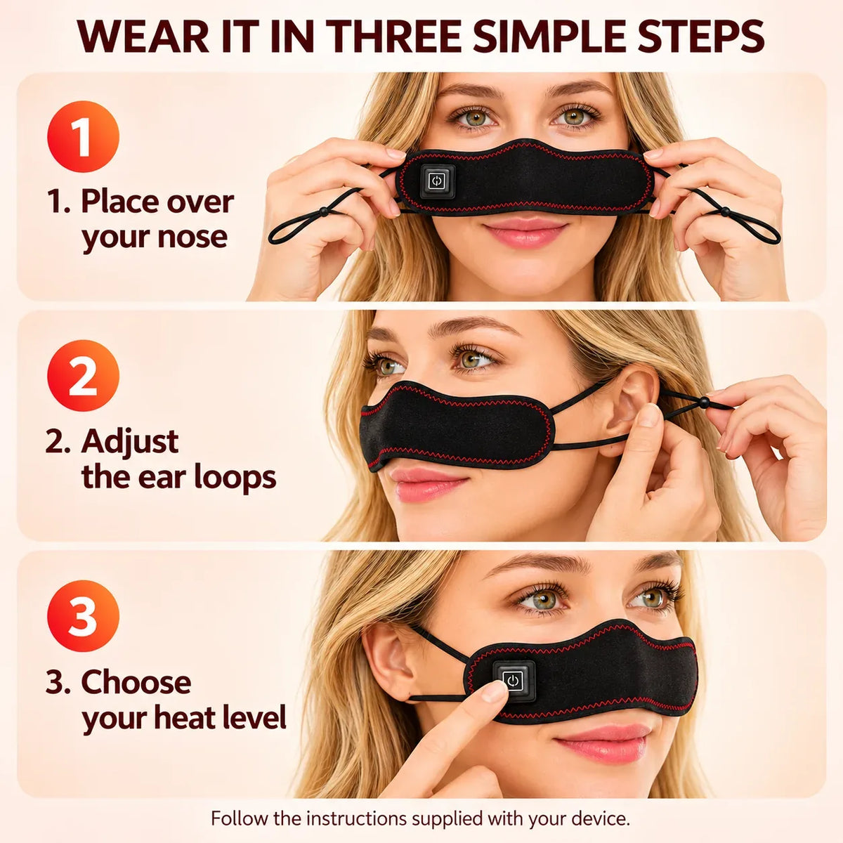 Rechargeable Heated Nose Wrap with Red LEDs — view 4