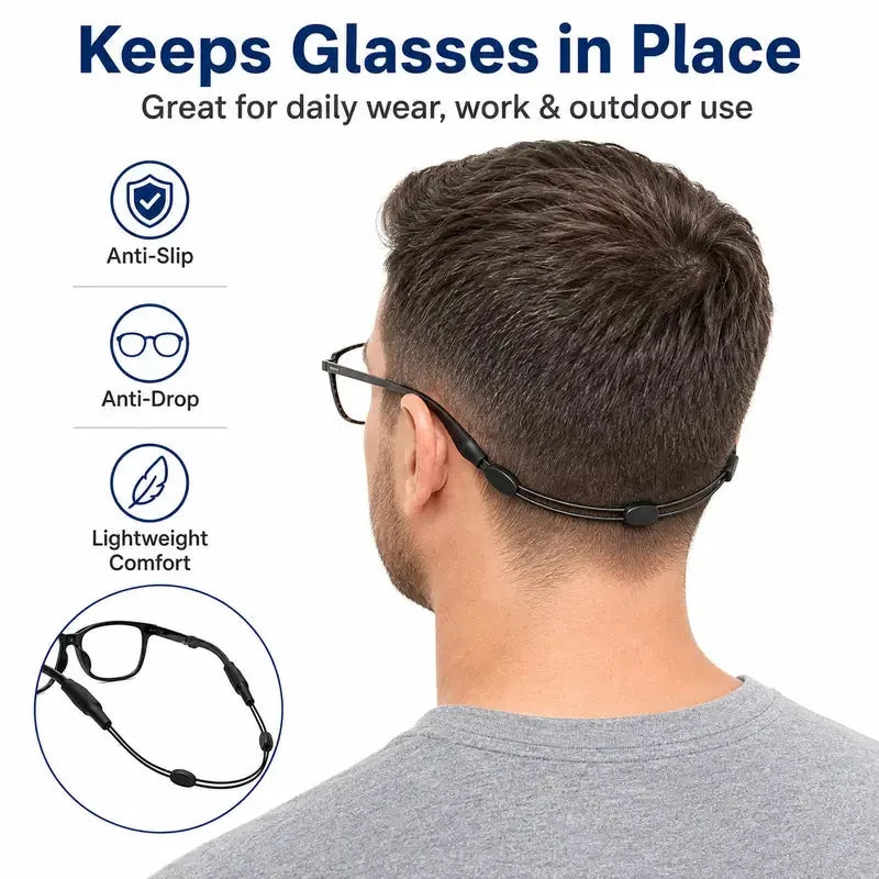 Adjustable Black Eyeglass Retainer Straps, 5-Pack — view 3