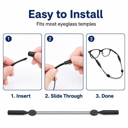 Adjustable Black Eyeglass Retainer Straps, 5-Pack — view 4