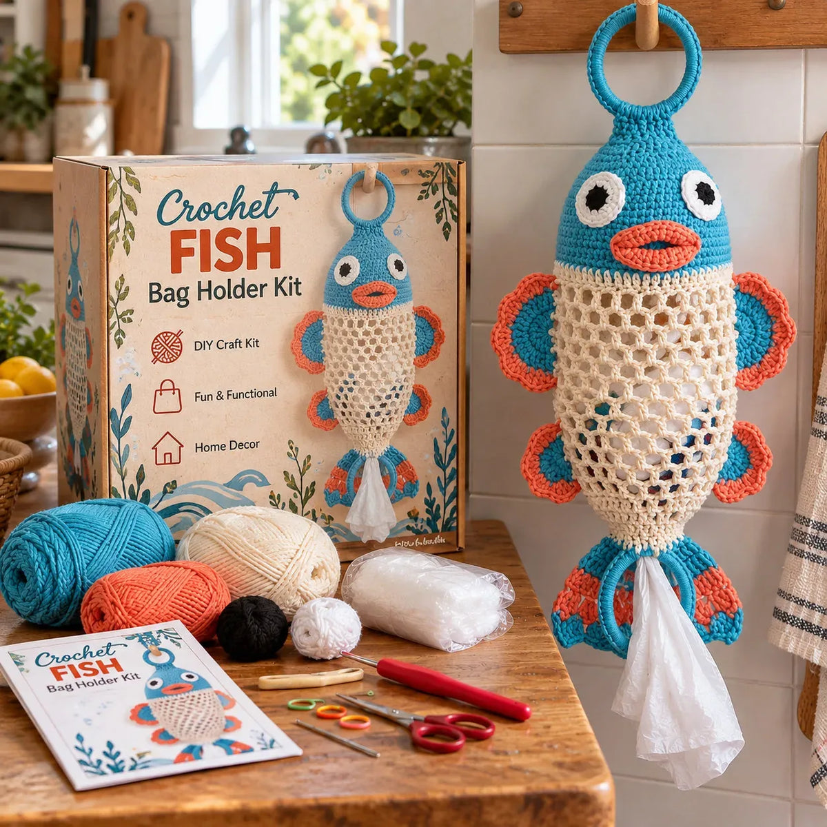 DIY Crochet Animal Bag Holder Kit for Hanging Storage — view 2