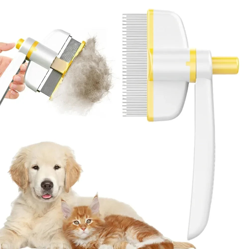 Rotating Pet Grooming Comb with Push-Button Hair Release — view 1