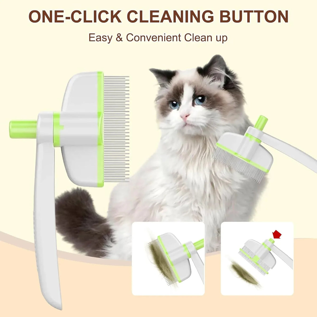 Rotating Pet Grooming Comb with Push-Button Hair Release — view 3