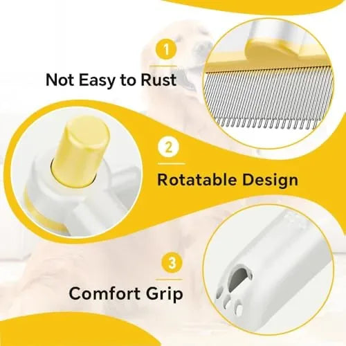 Rotating Pet Grooming Comb with Push-Button Hair Release — view 5