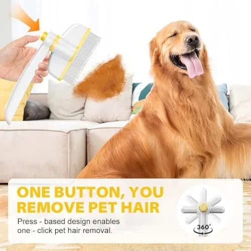 Rotating Pet Grooming Comb with Push-Button Hair Release — view 6