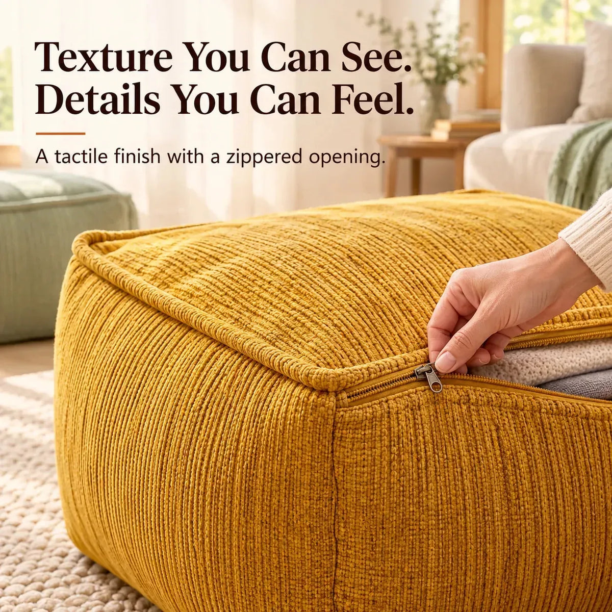 Corduroy Storage Ottoman Cover for Fill-Your-Own Seating — view 3