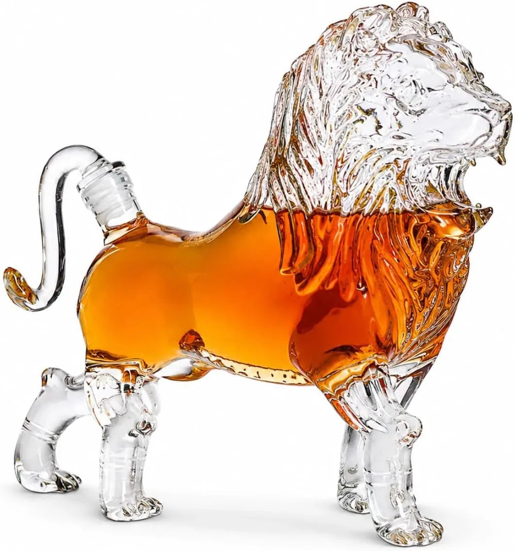 Lion-Shaped Glass Liquor Decanter in 500 mL or 750 mL — view 1