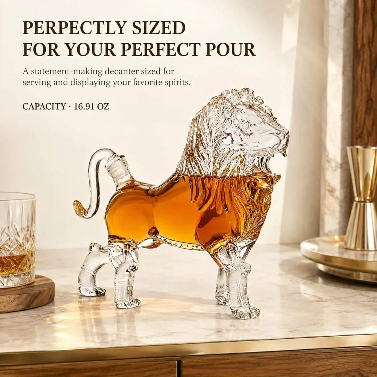 Lion-Shaped Glass Liquor Decanter in 500 mL or 750 mL — view 5