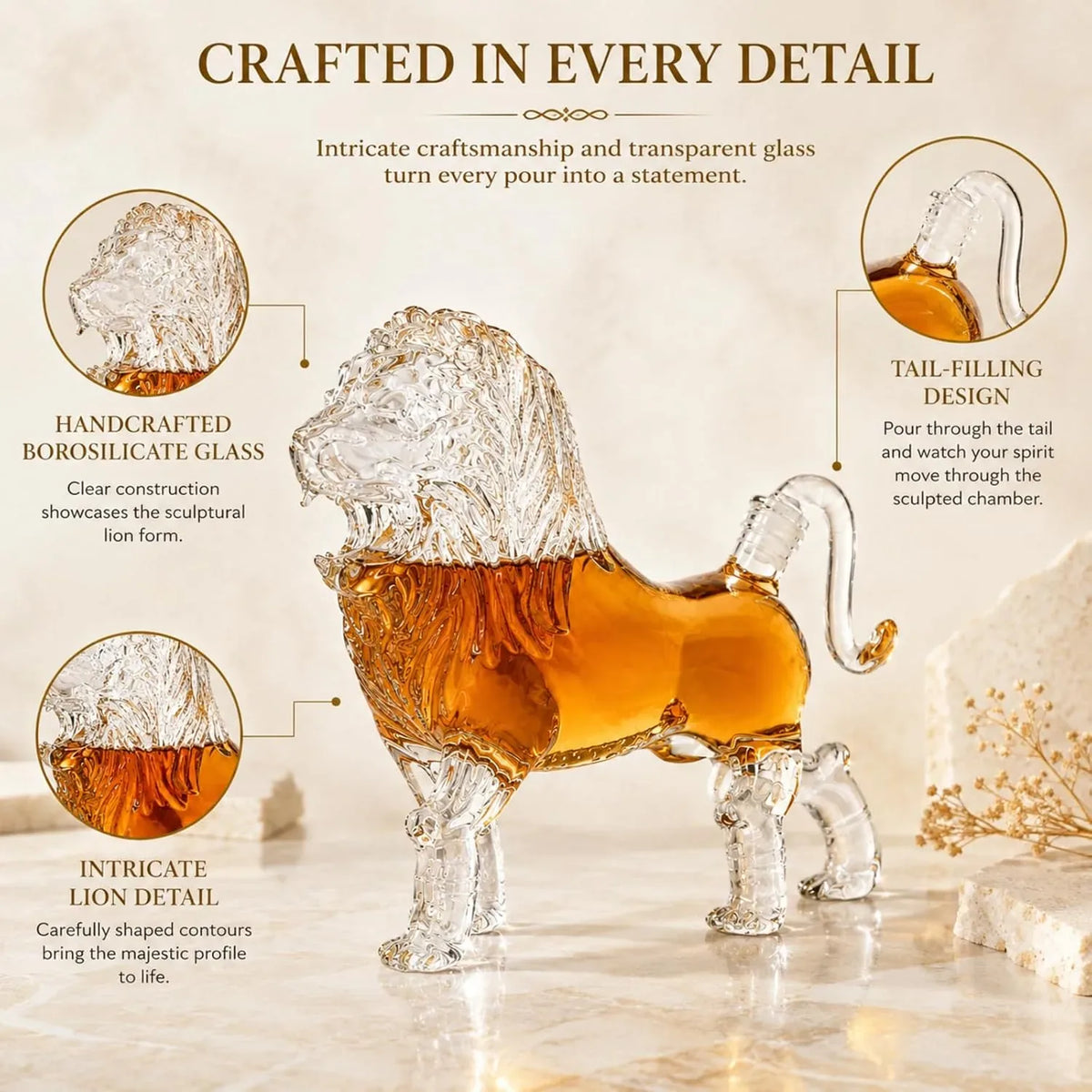 Lion-Shaped Glass Liquor Decanter in 500 mL or 750 mL — view 8