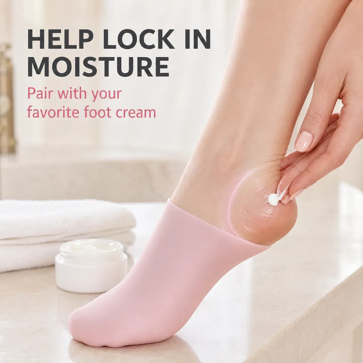 Reusable Silicone Foot-Care Socks for Moisturizing Routines, 2 Pairs — view 2