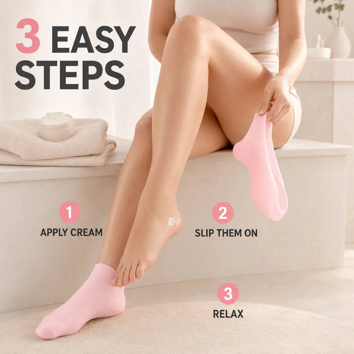 Reusable Silicone Foot-Care Socks for Moisturizing Routines, 2 Pairs — view 3