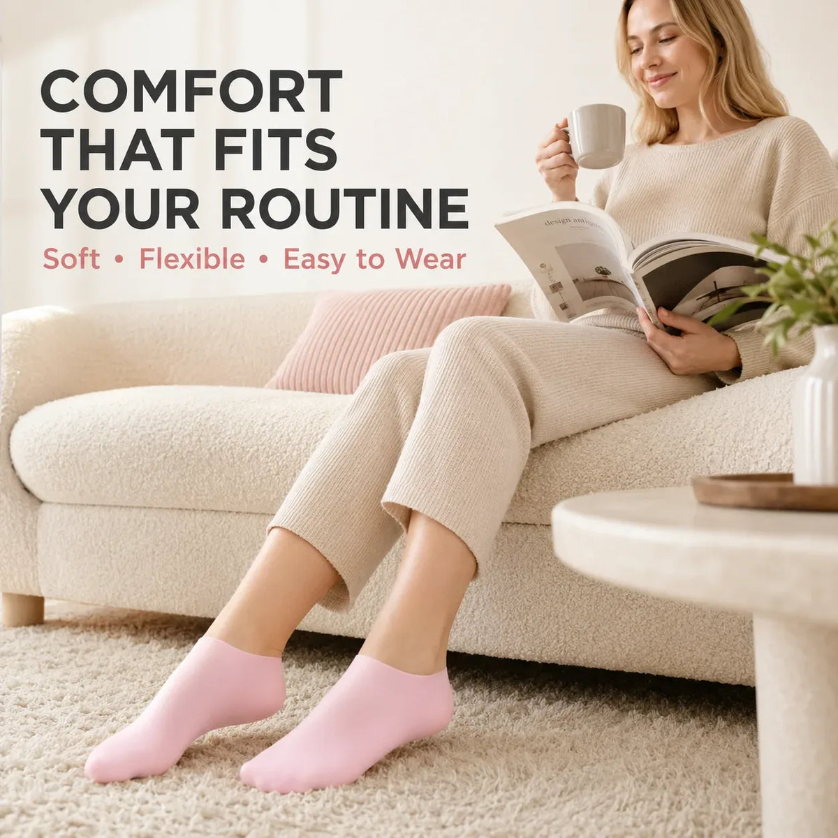 Reusable Silicone Foot-Care Socks for Moisturizing Routines, 2 Pairs — view 4