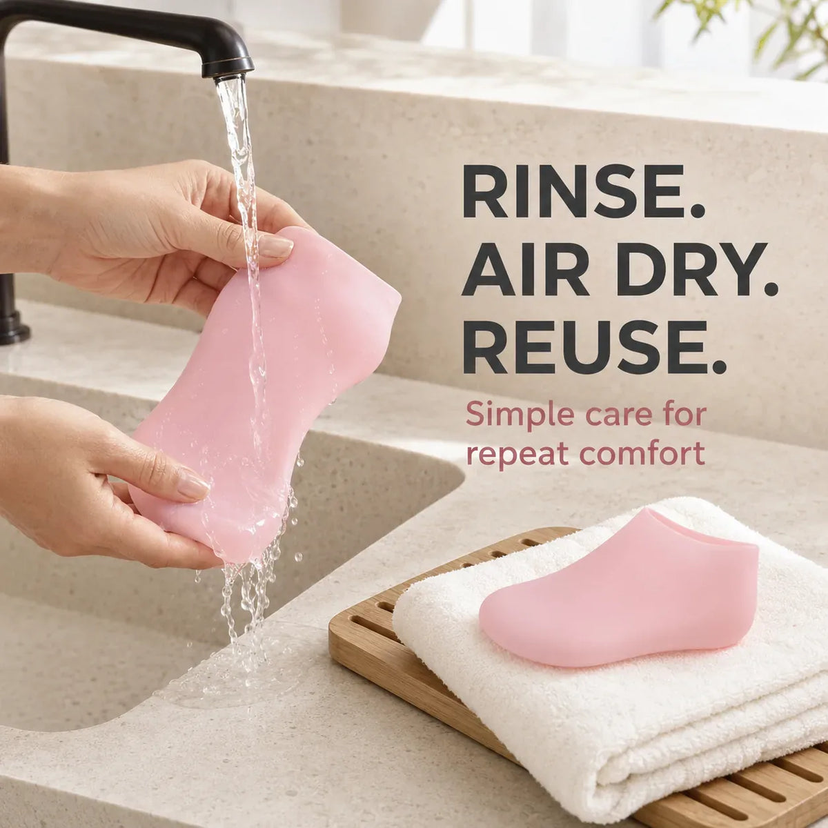 Reusable Silicone Foot-Care Socks for Moisturizing Routines, 2 Pairs — view 5